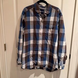 Tommy Bahama Blue Brown White Plaid Button-Down Shirt
